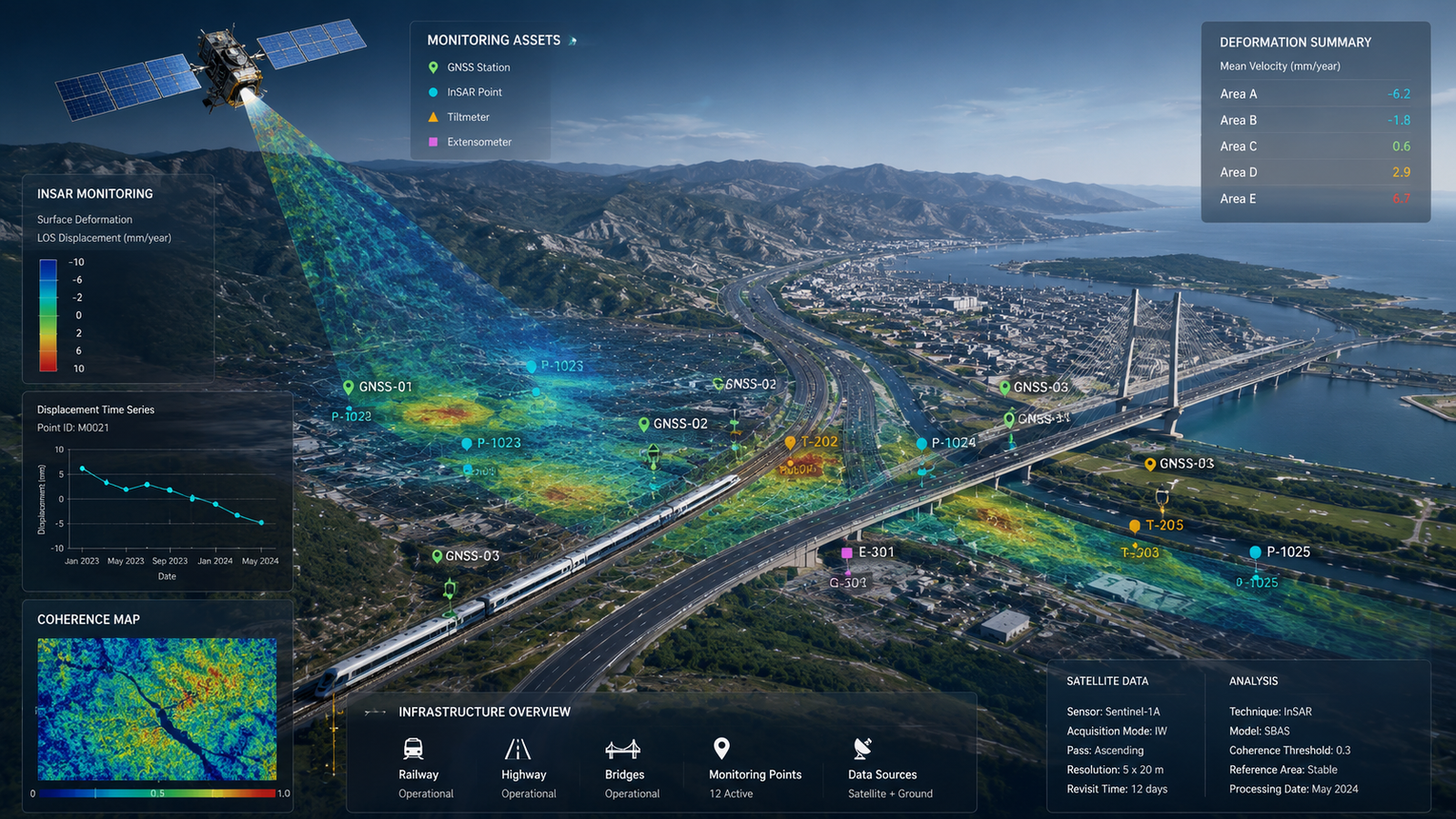 الاستشعار عن بعد ومراقبة InSAR لأصول البنية التحتية